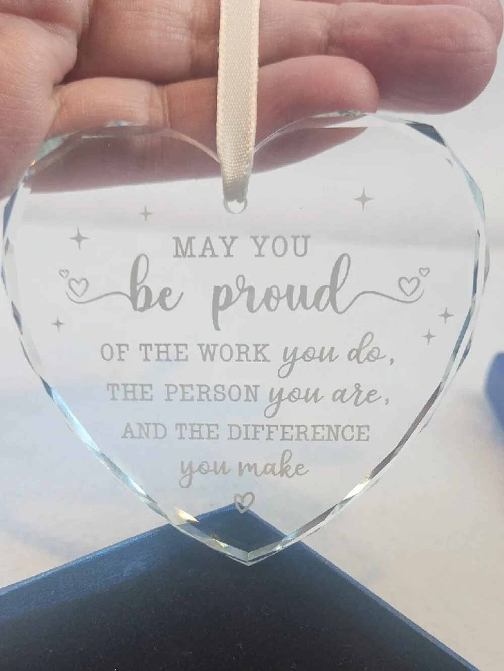Glass Heart Ornament with Inspirational Quote - Glass For Nurses